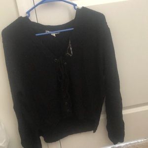 Black Sweater Tie Front